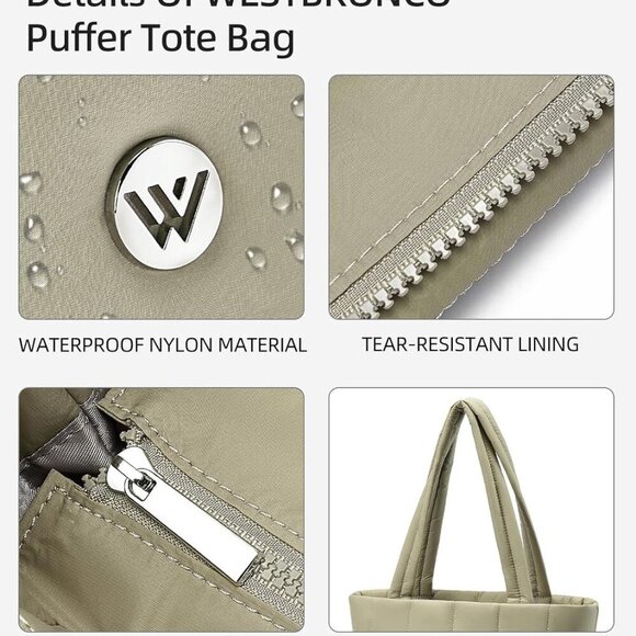 Luxurious Quilted Tote: Soft, Spacious & Stylish Khaki Bag with Laptop Pocket - Picture 4 of 6